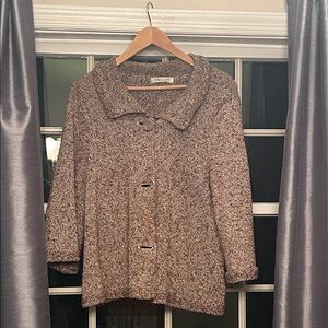Coldwater Creek Brown Heathered Tweed Cardigan Coat